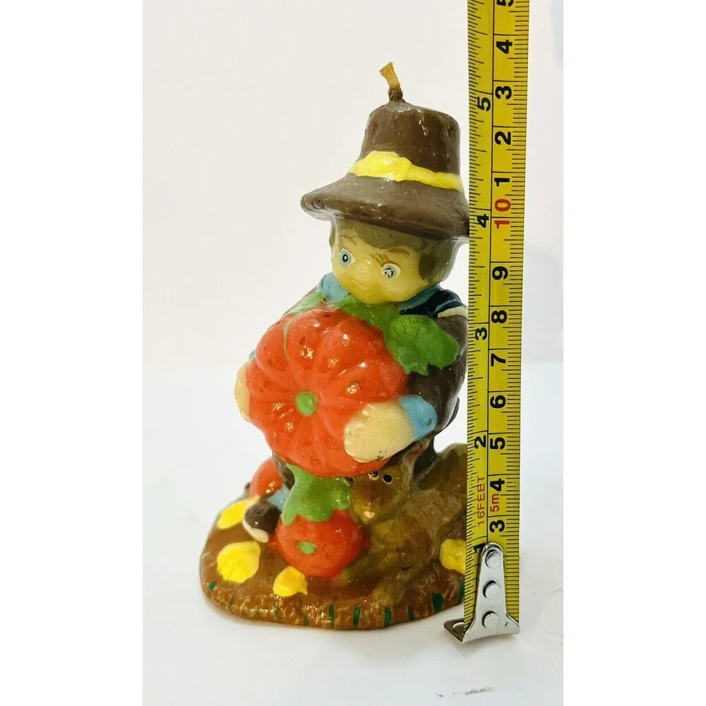 Vintage Pilgrim Figural Candle Thanksgiving Fall Pumpkin Decor